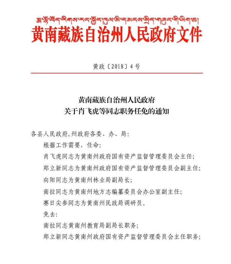 甘南藏族自治州市房产管理局人事任命最新公告